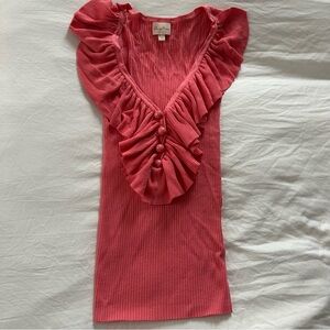 Tracy Reese Coral Ruffle Blouse